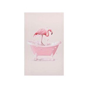 Flamingo in The Bathtub Unframed Canvas Wall Art  24" X 36"